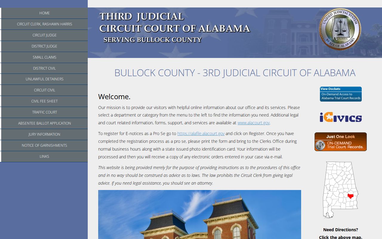 Bullock County warrant records Third Judicial Circuit page